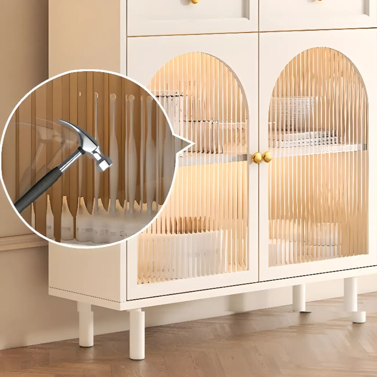 Scandinavian Wooden Kitchen Cabinet with Stone Counter Top