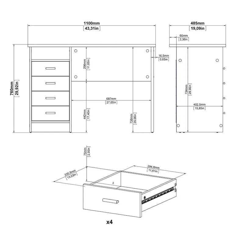4-drawer Desk