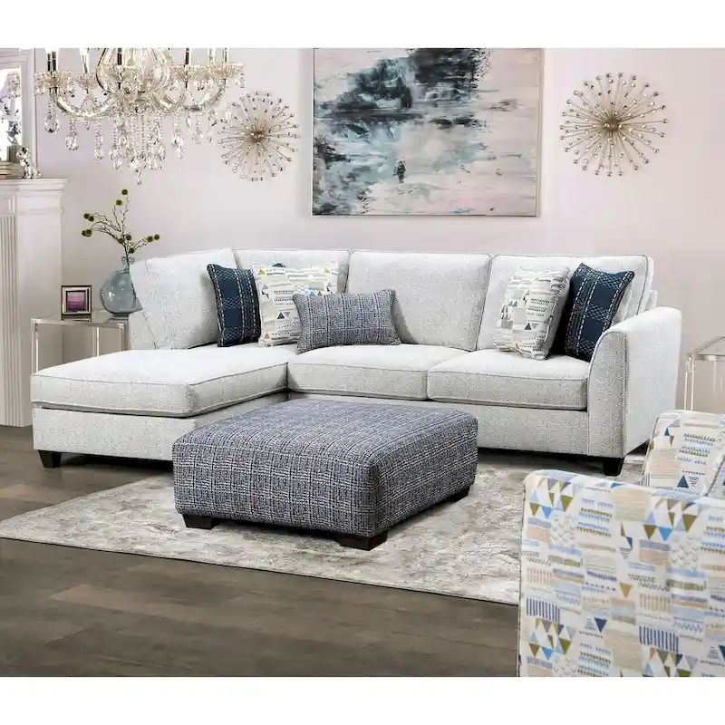 Frias Contemporary Multicolored Woven Fabric Pattern Ottoman by Furniture of America