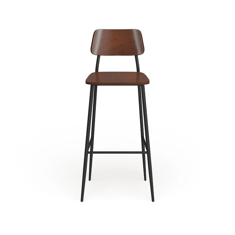 Industrial Barstool with Steel Frame and Rustic Wood Seat
