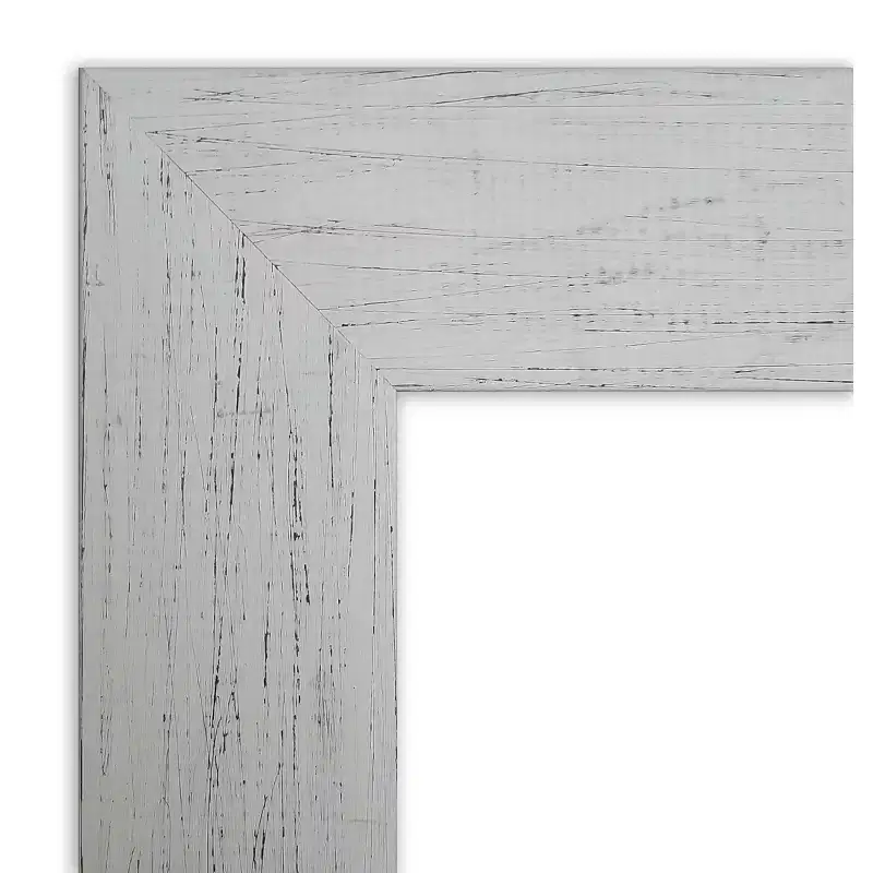 40" x 28" Non-Beveled Shiplap White Wood Bathroom Wall Mirror - Amanti Art: Includes Mounting Hardware, Rectangle Shape