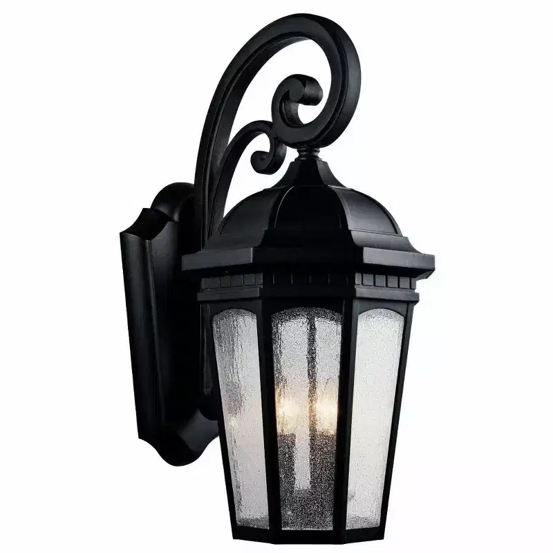Courtyard 26.5 3 Light Outdoor Wall Light with Clear Seeded Glass in Textured Black