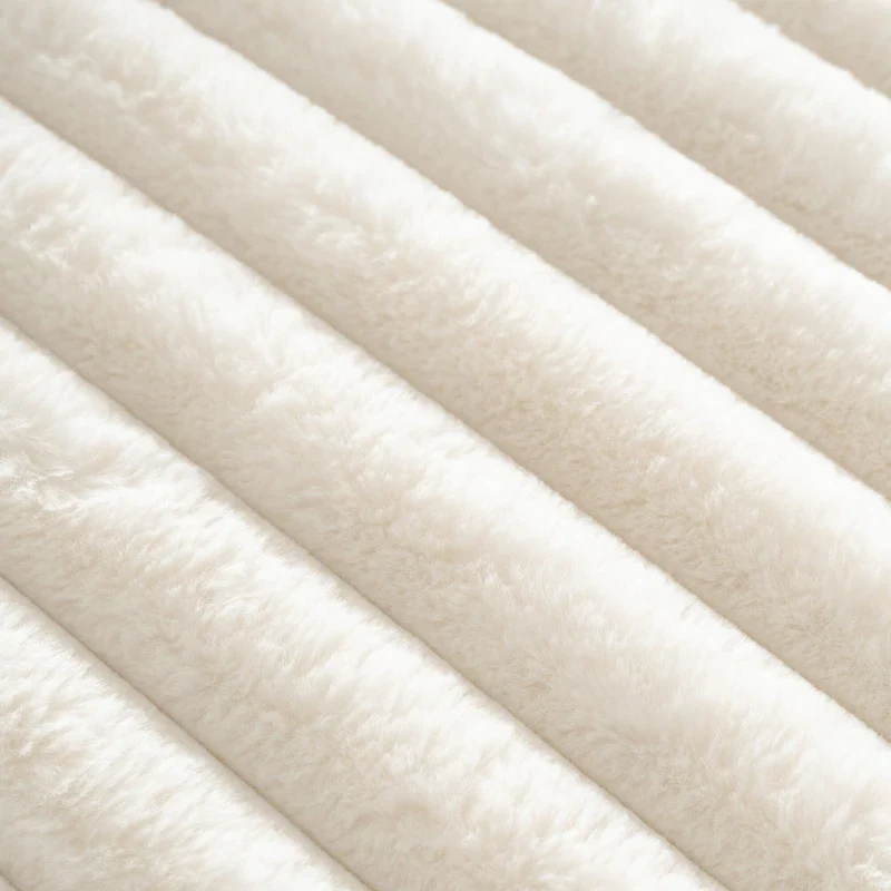 110 Faux Fur Cloud 3-Seater sat L-Shaped Sectional Sofa with Two Included Throw Pillows