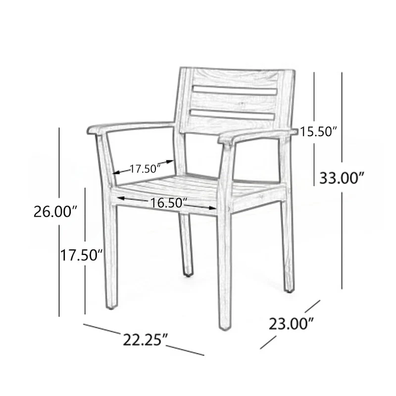 Acacia Wood Patio Dining Chairs Set of 2