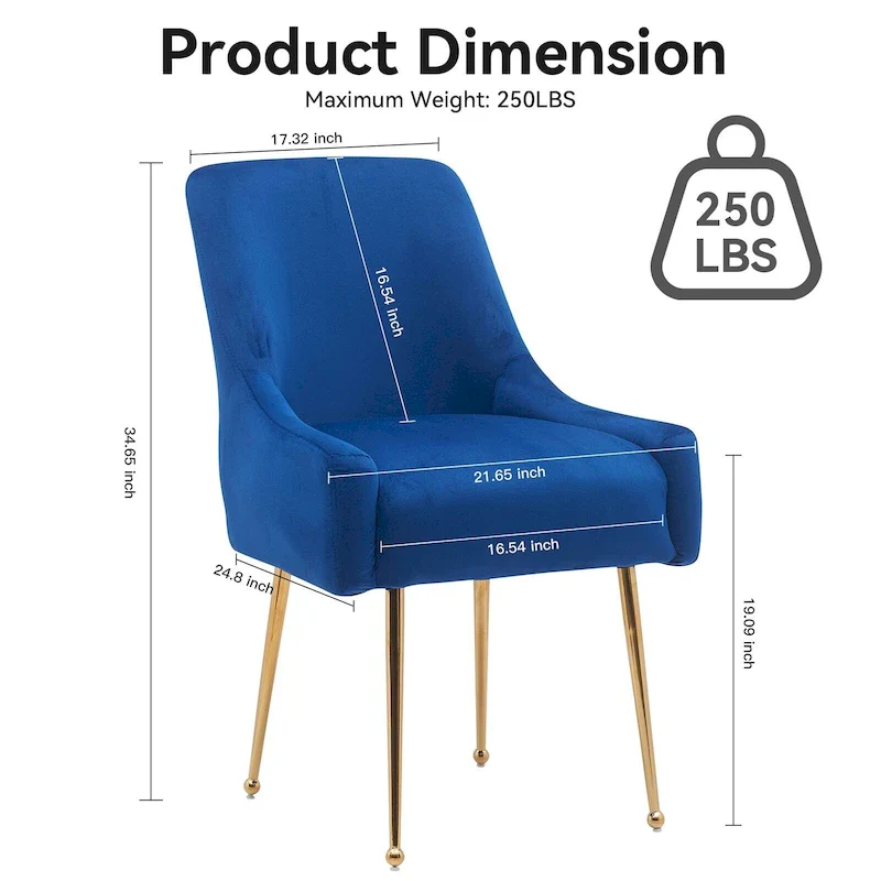 Tufted Velvet Upholstered Dining Chair Set of 2