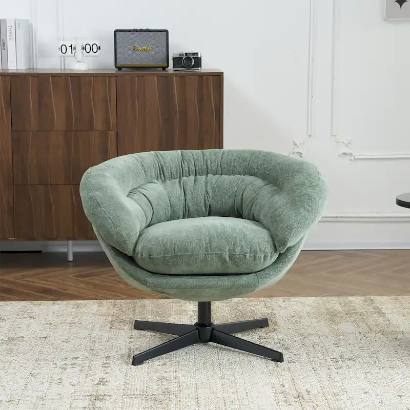 Chenille Upholstered Swivel Club Chair
