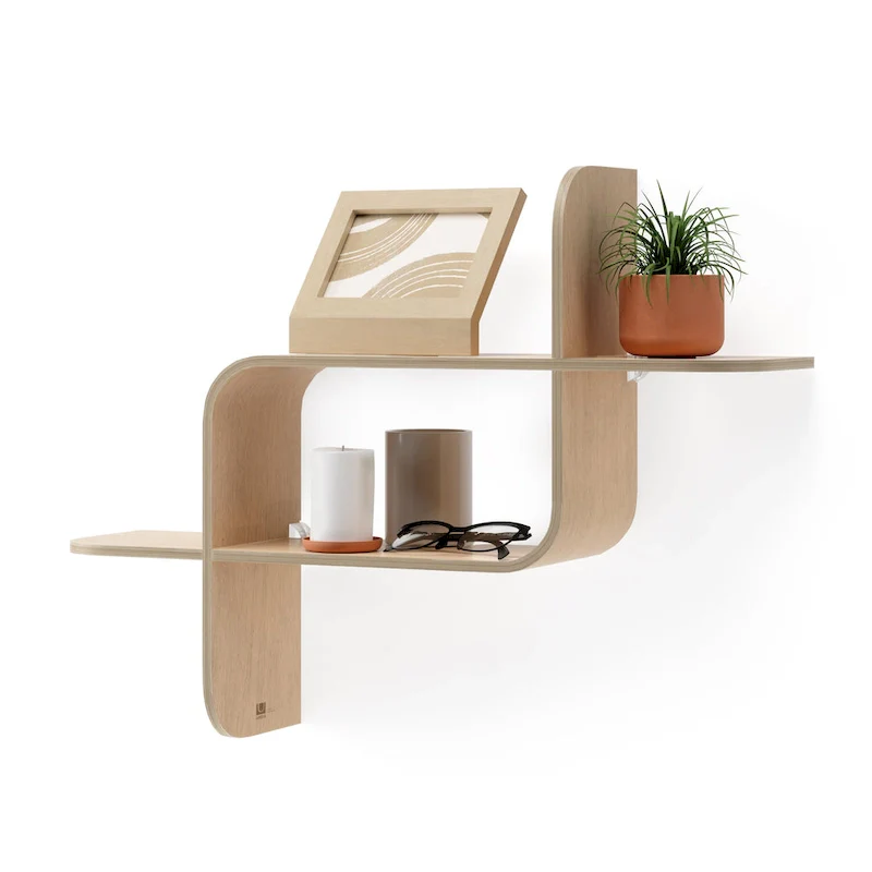 Geometric Bentwood Wall Shelf