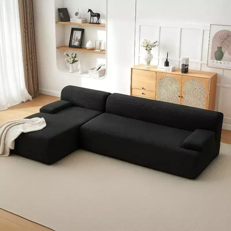 107 L Shaped Convertible Sectional Sofa, Upholstered 3 Seater Modular Sofa, No Assembly Required Sofa Sleeper for Living Room, Bedroom