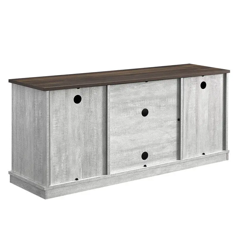 Industrial 3-Shelf Narrow End Table – Brown / Grey / Oak / Yellow
