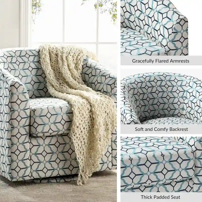 Cuenca Modern Upholstered Barrel Chair with Swivel Base