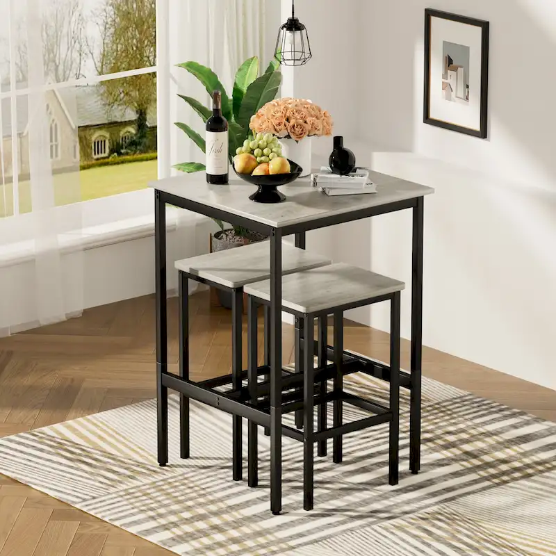 Square Bar Table with 2 Bar Chairs