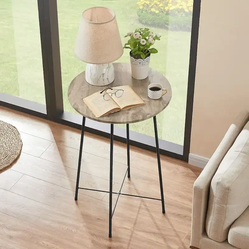 35.4  High Round Bar Table, Industrial Style Wood Top Bistro Pub/Breakfast Table