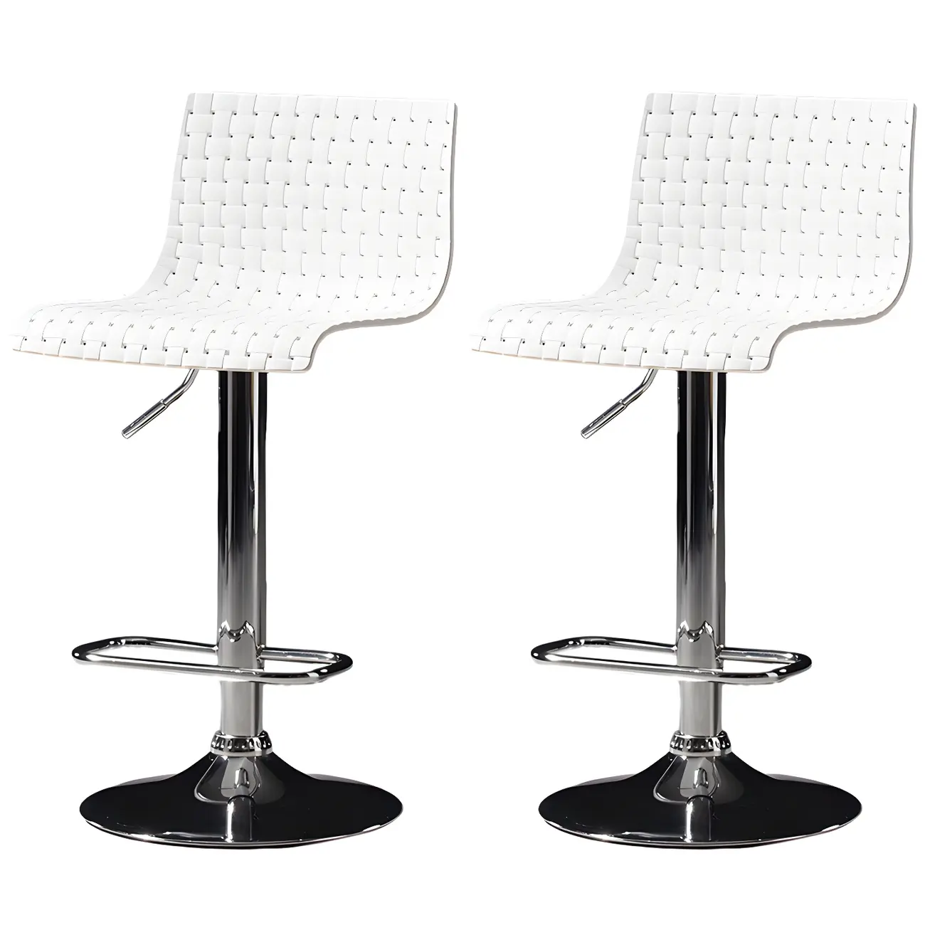 Modern Square Seat Plastic Rattan Adjustable Swivel Bar Stools