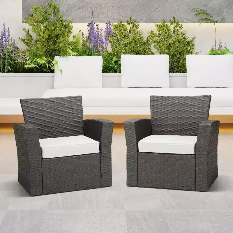 WestinTrends Solace Outdoor Patio Furniture Seat Chair Square Cushions with Piping. Set of 2, 20 x 19, White