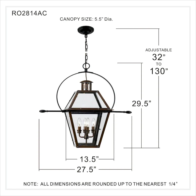 Rue De Royal 4-Light Aged Copper Rustic Pendant