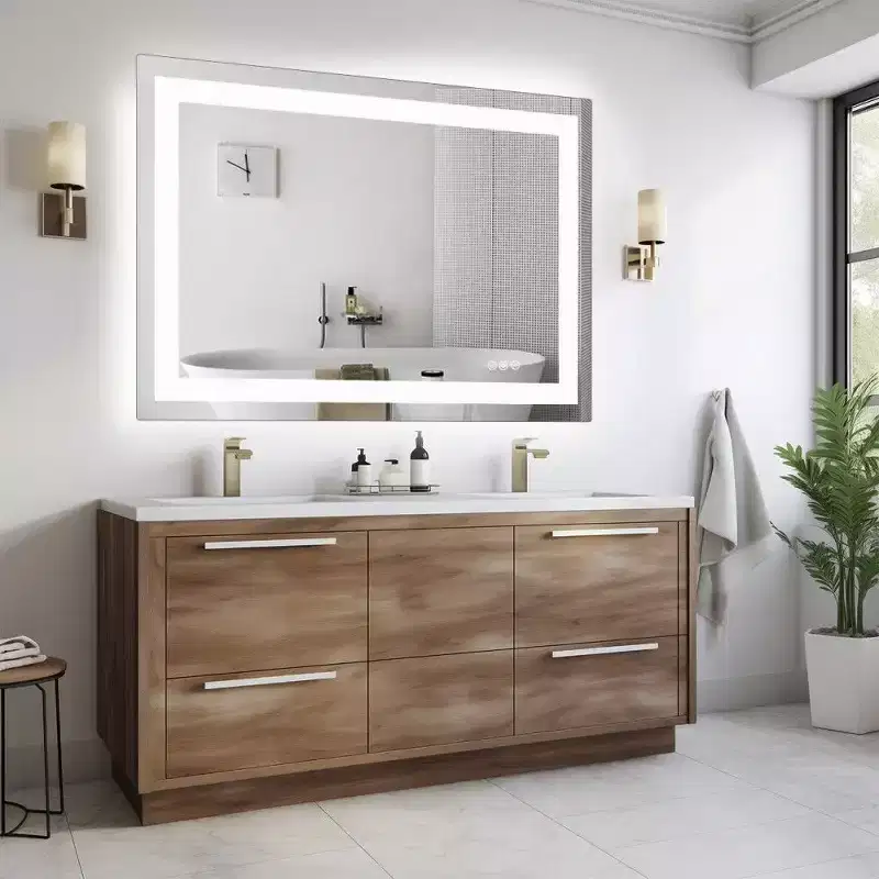 TUYOHW Anti-Fog Bathroom Mirror with LED Lights,Smart Mirror with 3 Lighting Modes & Adjustable Brightness(3 sizes)
