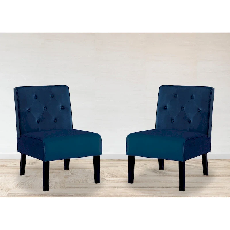Nixon Velvet Tufted Back Accent Chair Set of 2