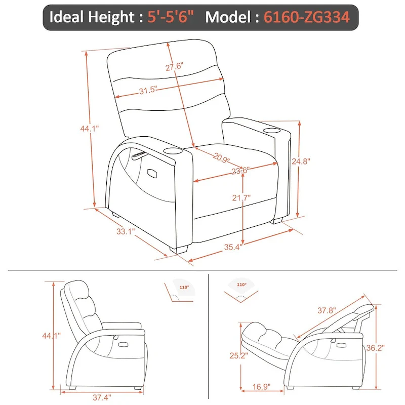 Power Zero Gravity Recliner Chair with Adjustable Headrest