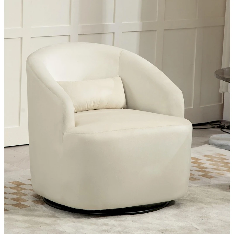 Accent Chair with Barrel-shaped Design and 360 Degree Swivel Feature