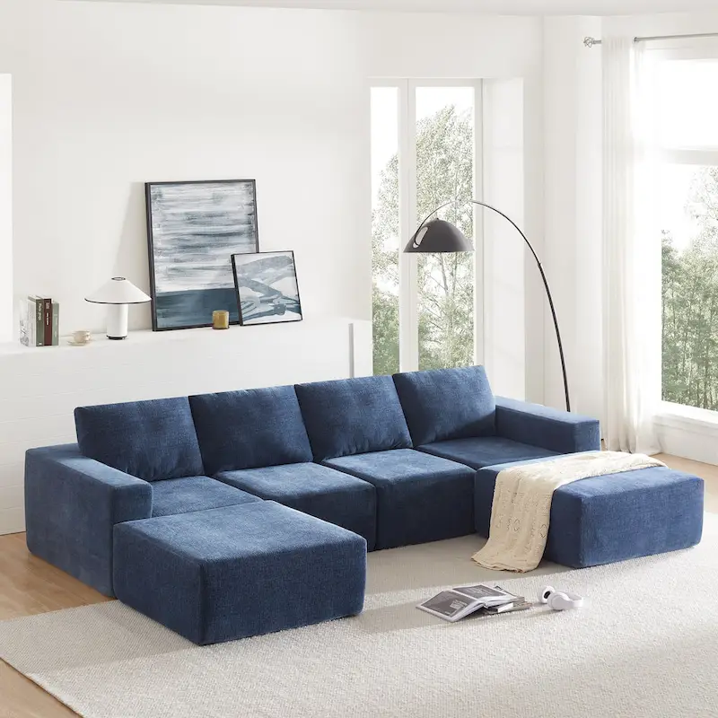 U-Shaped Full Foam Lounge Floor Couch Modular Sectional Sofa