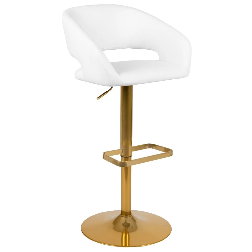 Modern Upholstered Adjustable-Height Barstool with Rounded Back