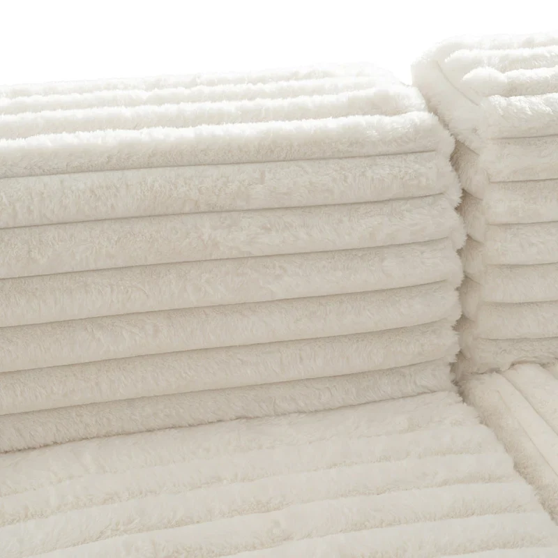 110 Faux Fur Cloud 3-Seater sat L-Shaped Sectional Sofa with Two Included Throw Pillows