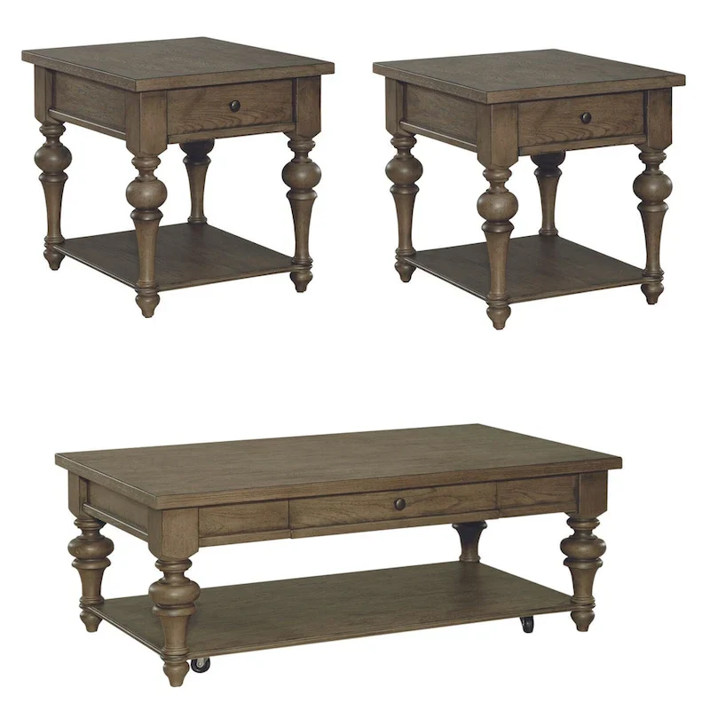 Farmhouse Dusty Taupe 3 Piece Cocktail Table Set