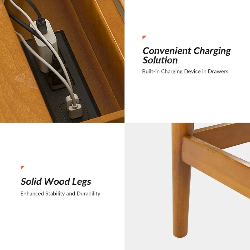 Erich Mid Century Modern 48 Computer Desk with USB by HULALA HOME