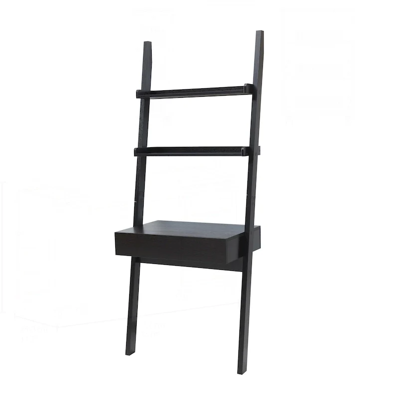 Modern Home Office Desk with Ladder Bookcase and Functional Storage
