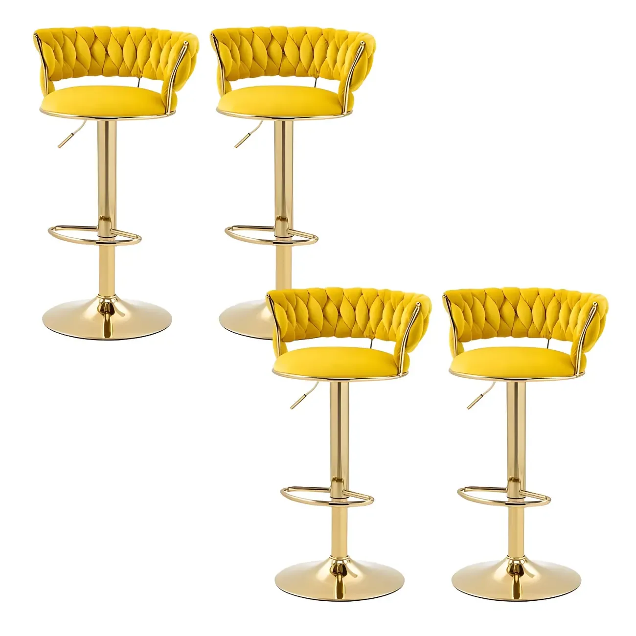 Gold Base Low Back Adjustable Swivel Bar Stool