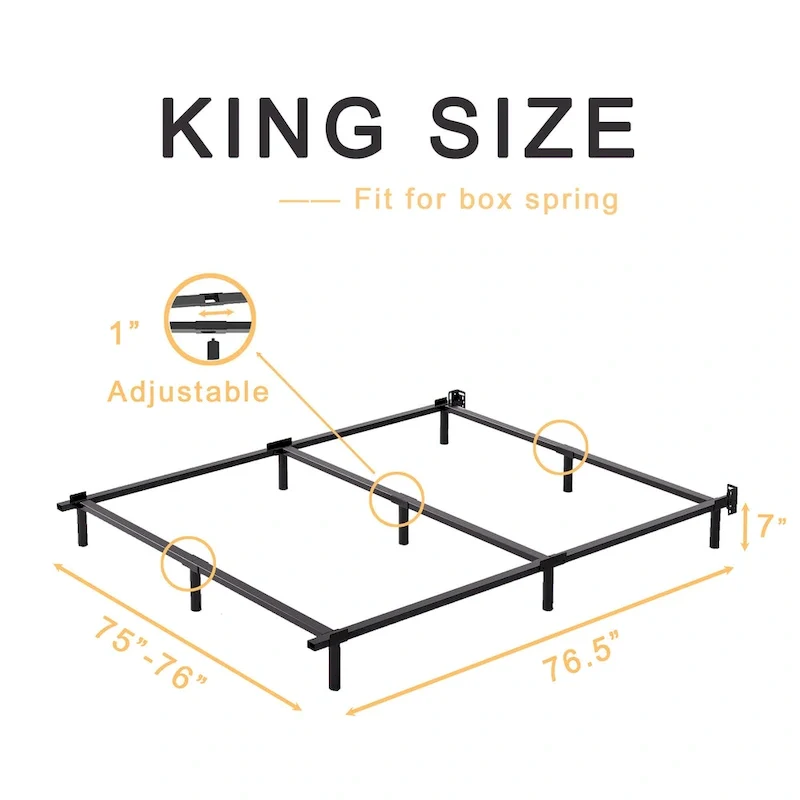 Black Metal Bed Frame, Modern Style, Twin–Cal King, 1–2 Person