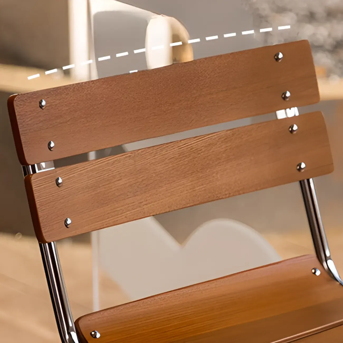 Industrial Brown Wood Rectangle Stackable Bar Stools with Back