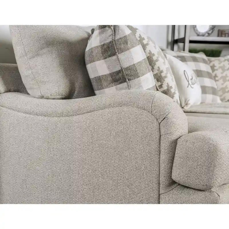 Zito Transitional Grey Linen Fabric Padded Sofa by Furniture of America