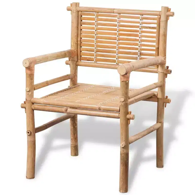 vidaXL Garden Table And Chair White Bamboo, Cotton, Polyester Small