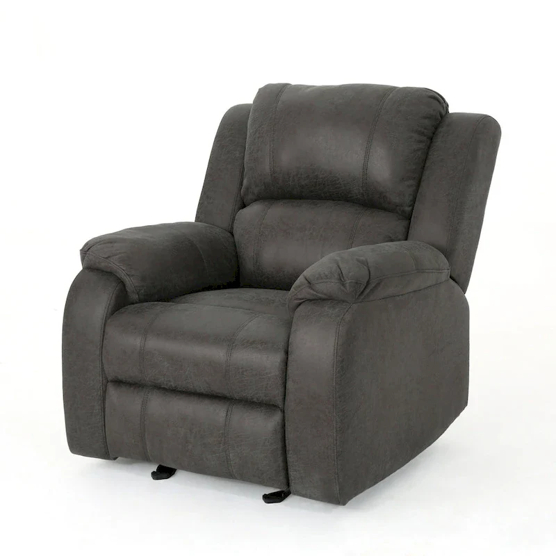 Slate / Beige / Grey Polyester Fabric Gliding Recliner with Pillowtop Arms – Classic Style, Seats 1