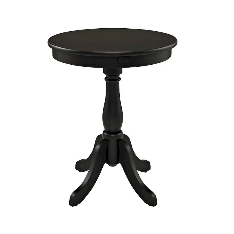 White Round Pedestal End Table
