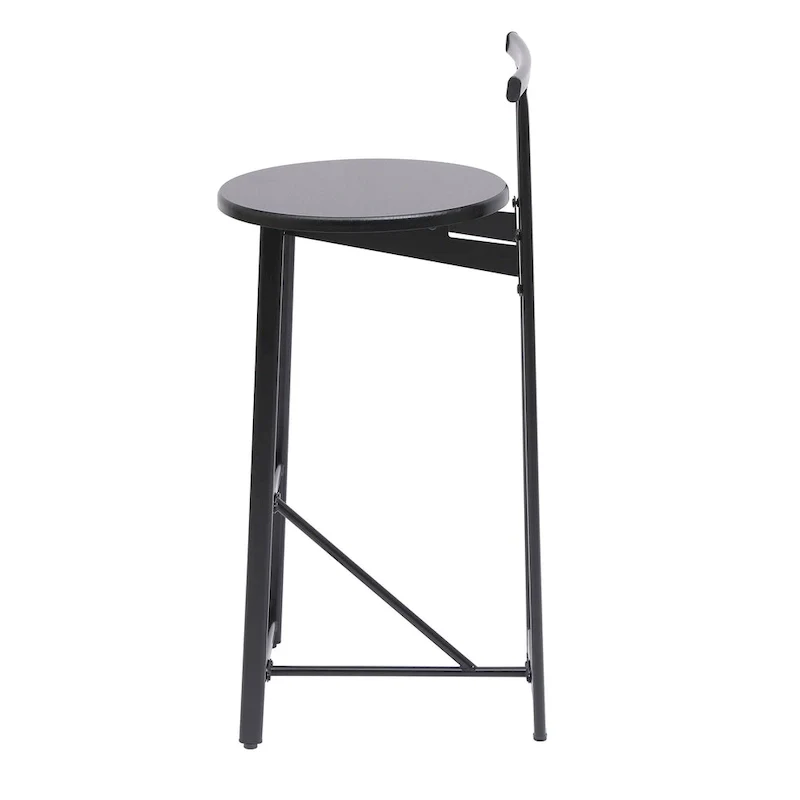 Armless Counter Height Bar Stool Set of 3, with Metal Frame and Wooden Seat