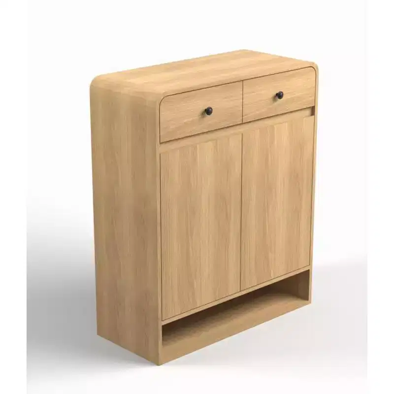Garvee 31.5 Inch Shoe Storage Cabinet with 2 Doors and 2 Drawers, Freestanding Entryway Organizer with Corner, Narrow Large Cabinet for Hallway