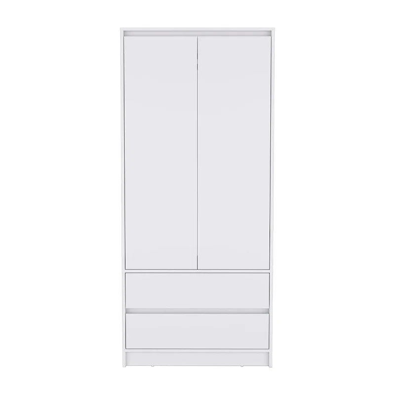 20.47 Modern Double-door Armoire with Hanging Rod and Two Drawers for Bedroom