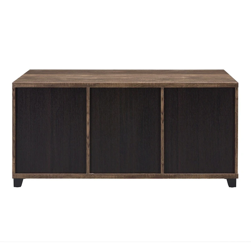 CUSchoice Rustic Oak & Black Finish Coffee Table with Obscure Glass - 47L X 24W X 23H