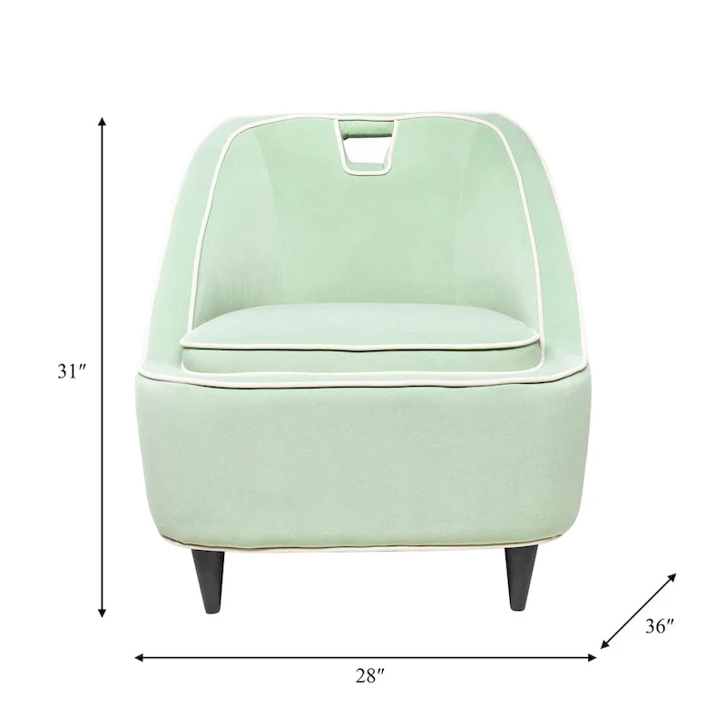 Two-Tone Upholstered Accent Chair - Green/Blue, Single Seat