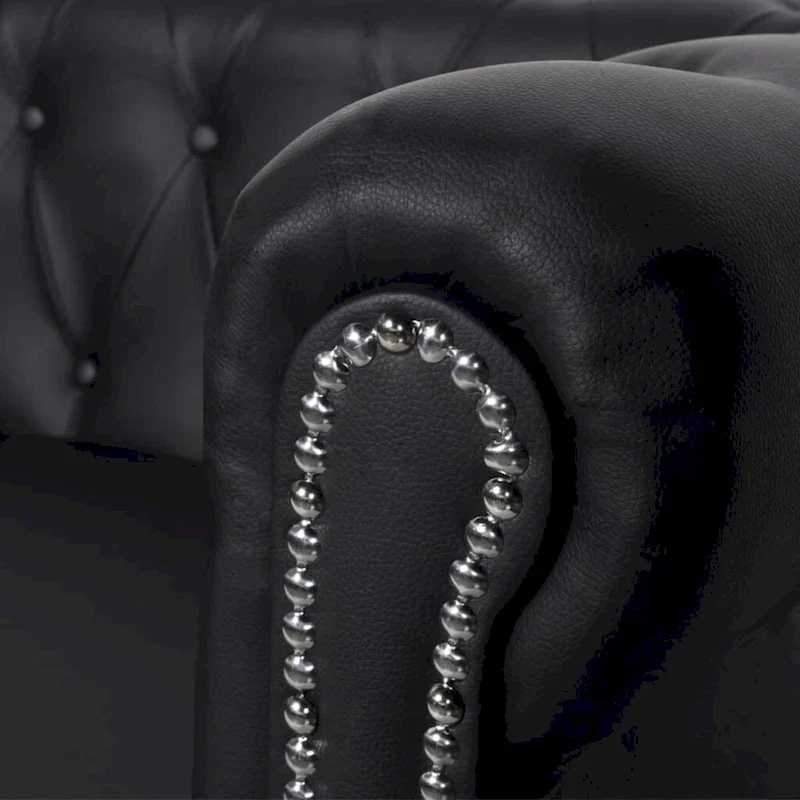 vidaXL Chesterfield Sofa Set 2-Seater and 3-Seater Black Faux Leather