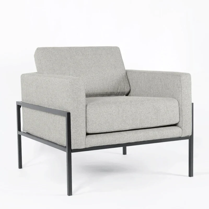 Modern Upholstered Club Chair, Camel/Grey/Blue/Brown, Metal Frame, Single