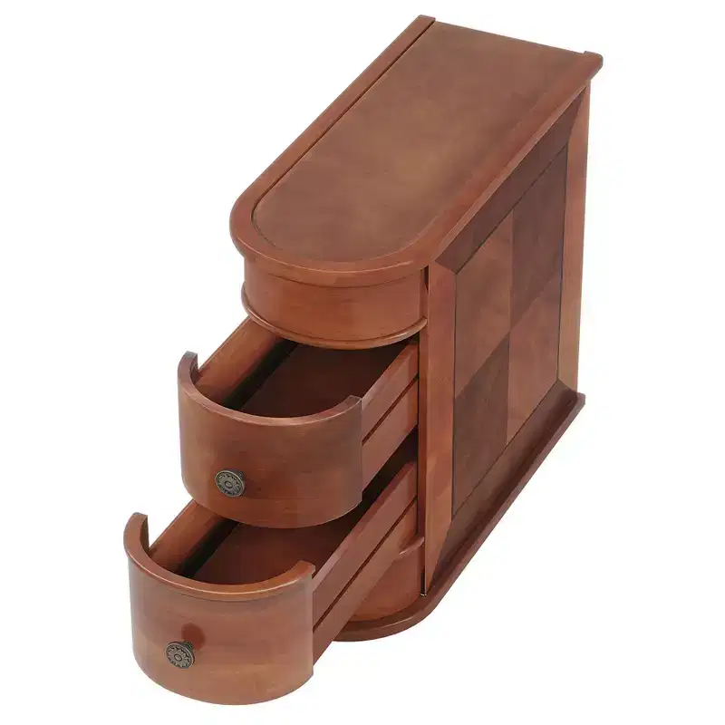 LITTLE TREE 2 Drawer Narrow Solid Wood End Table Walnut