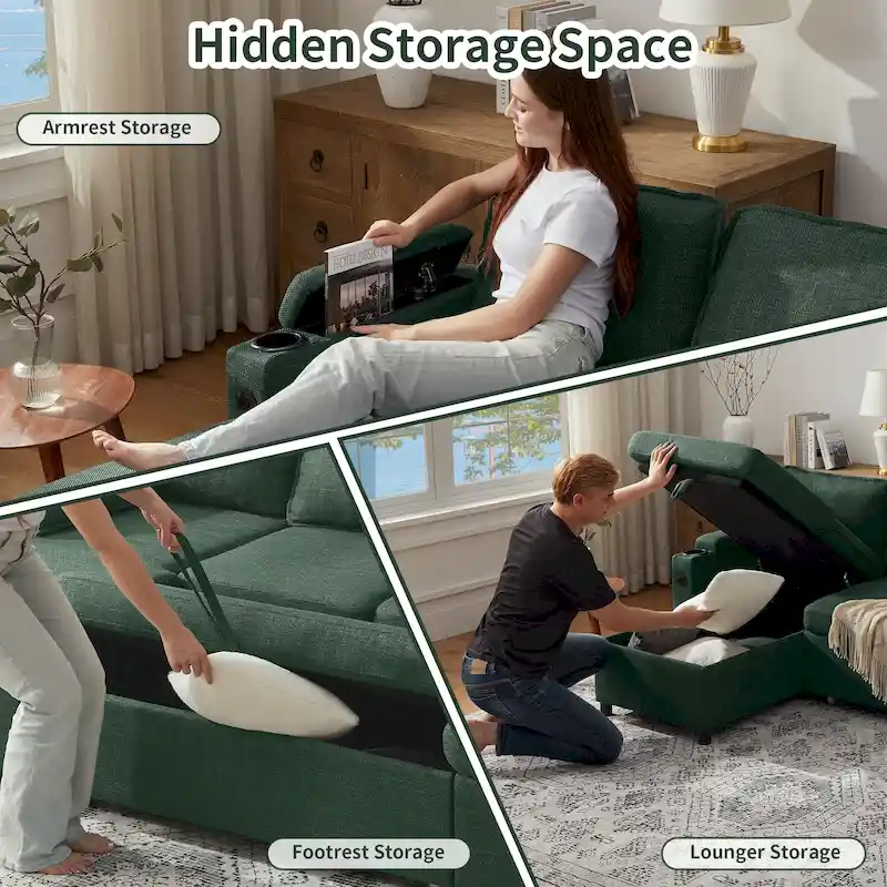 80 L-Shaped Sofa Couch Bed, Sofa Sleeper with Pull Out Bed, Reversible Sleeper Sofa Bed