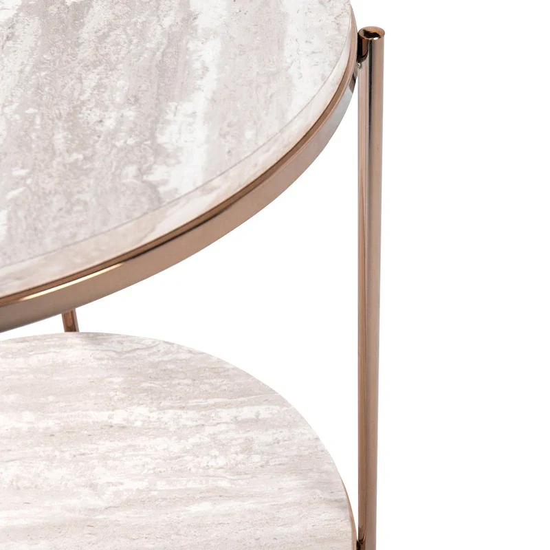 Round Faux Marble Side Table