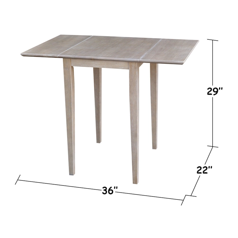 Small Dual Drop Leaf Table with Two Chairs, Washed Gray Taupe