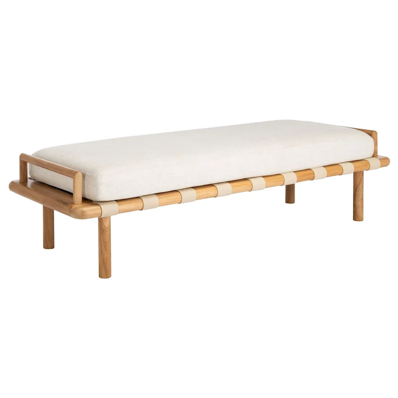 Teak Cushion Bench - 70 W x 25.7 L x 18.5 H