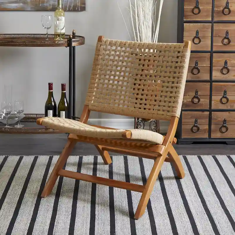 Handmade Woven Wood Accent Chair – Brown or Black