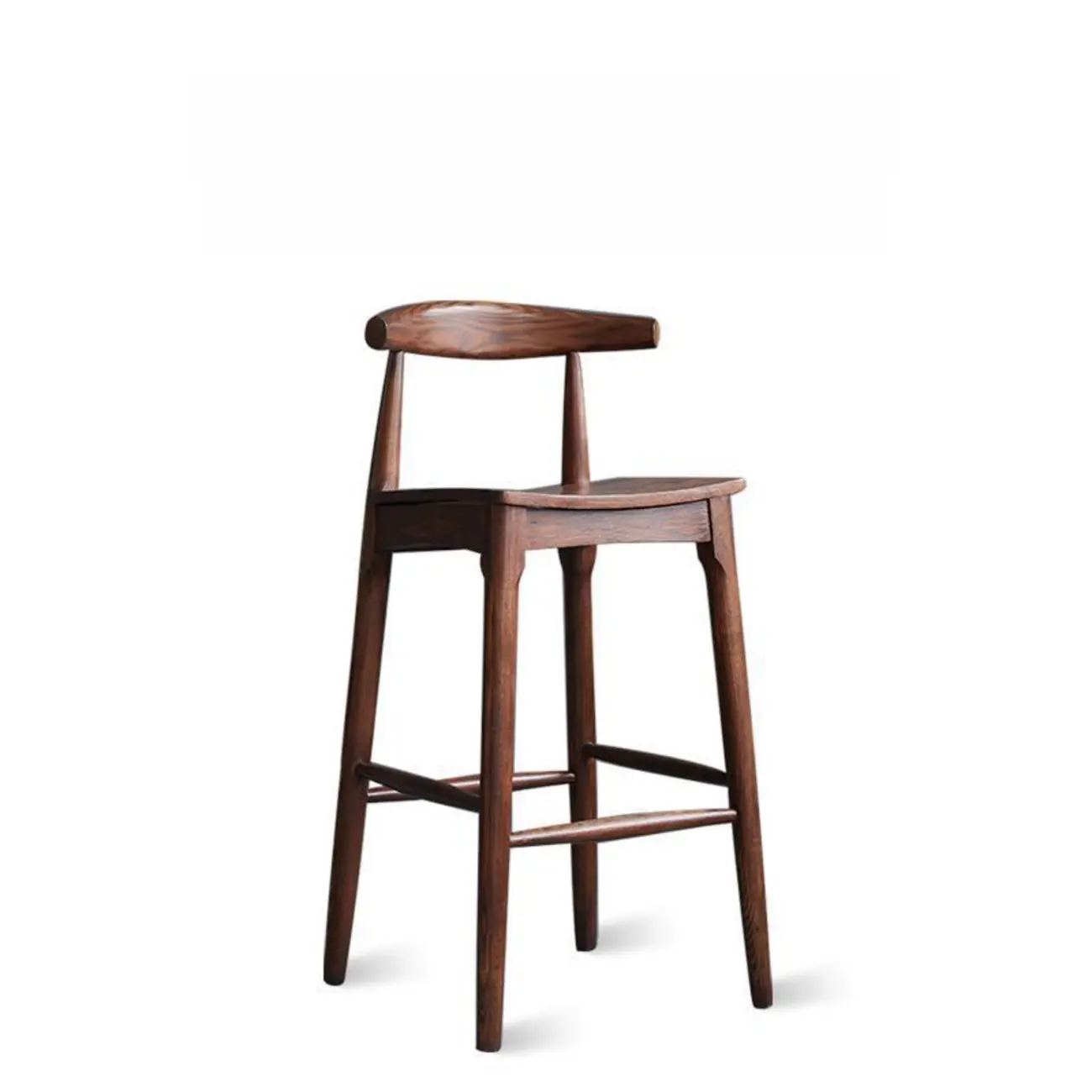 Rustic Wooden Saddle Open Curved Back Counter Bar Stools
